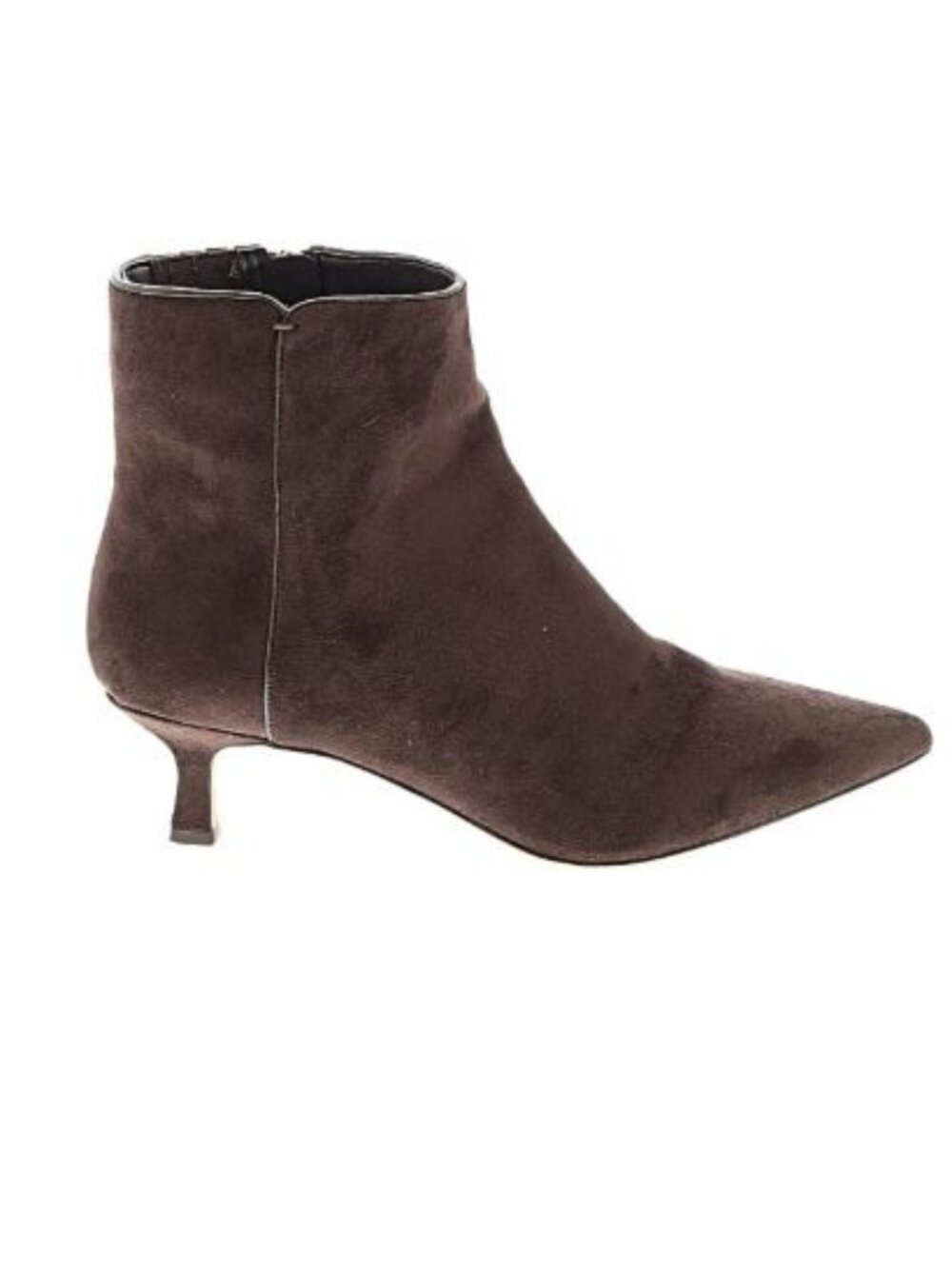 J.Crew Suede Kitten Booties 7 Brown Ankle Boots Pointy Toe Old Money Classic
